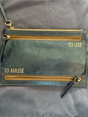 HOBO Blue Leather Zipper Pouch